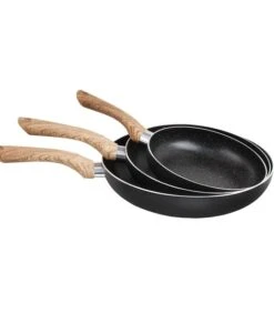 LIVOO Set Van 3 Pannen Met Steen- En Houtlook