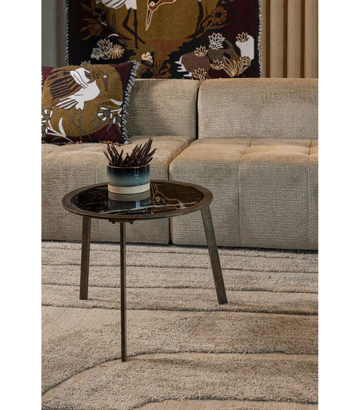 BePureHome Bijzettafel Lax - Metaal/Glas - Zwart - 45x58x58 - Afbeelding 3