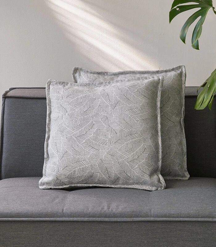 Bellagio Outdoor Box Cushion 50x50 Set Of 2,chanvre Botanique,argenté - Afbeelding 2