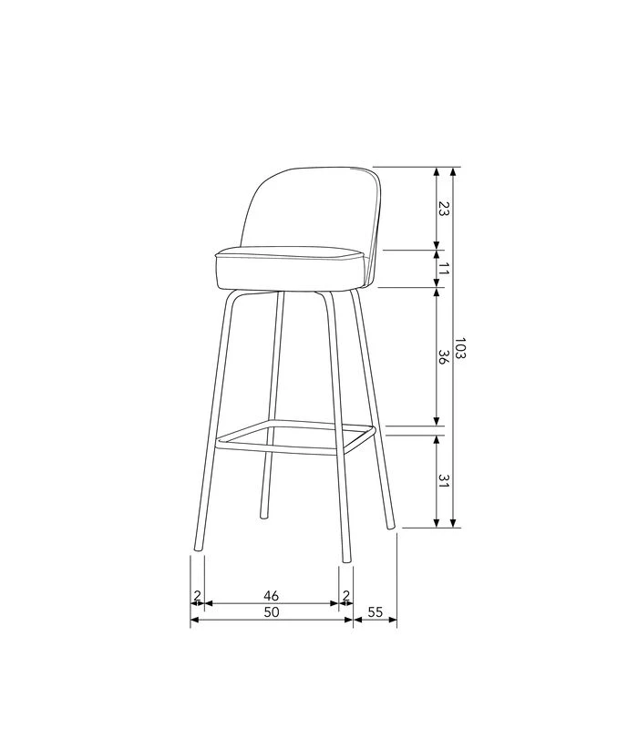 BePureHome Barstoel Vogue - Geweven Stof - Warm Groen - 103x50x55 - Afbeelding 2